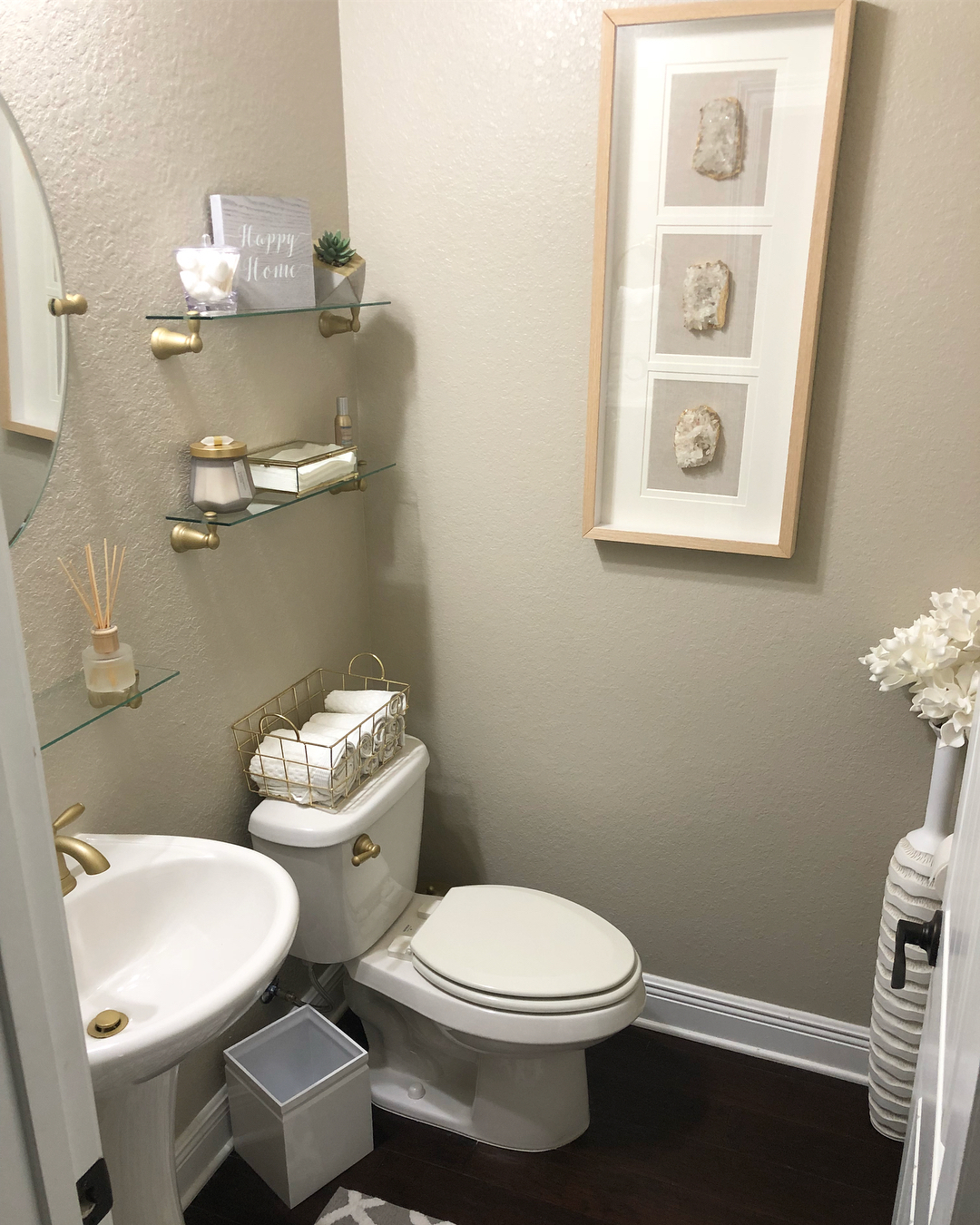 Photo of paint color behr-castle-path in a Bathroom by @saltgrassdecor