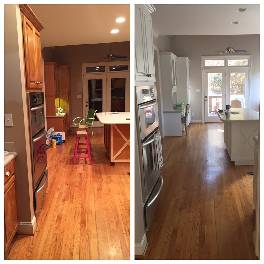 Photo of paint color behr-doeskin-gray in a Kitchen Cabinets by @island.girl.66