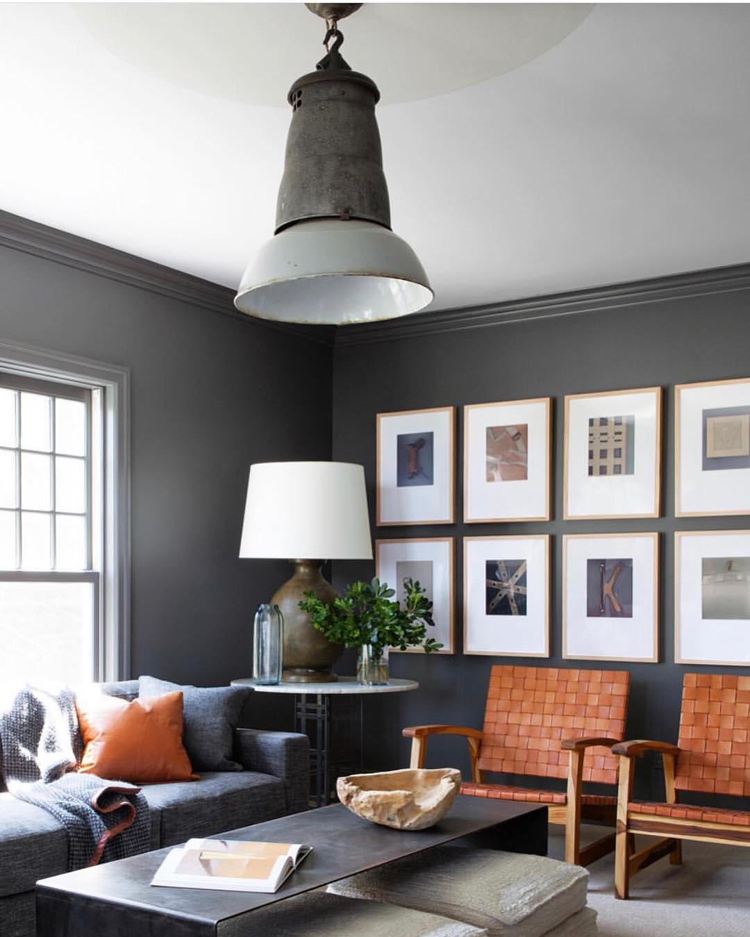 Photo of paint color bm-kendall-charcoal in a Living Room by @karagriderdesign