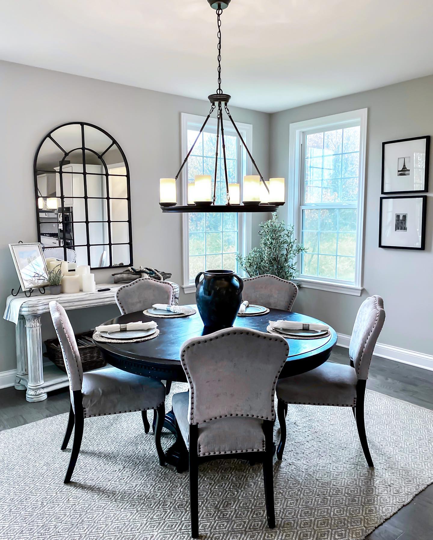 Photo of paint color bm-revere-pewter in a Living Room by @therealhousesofbarrington