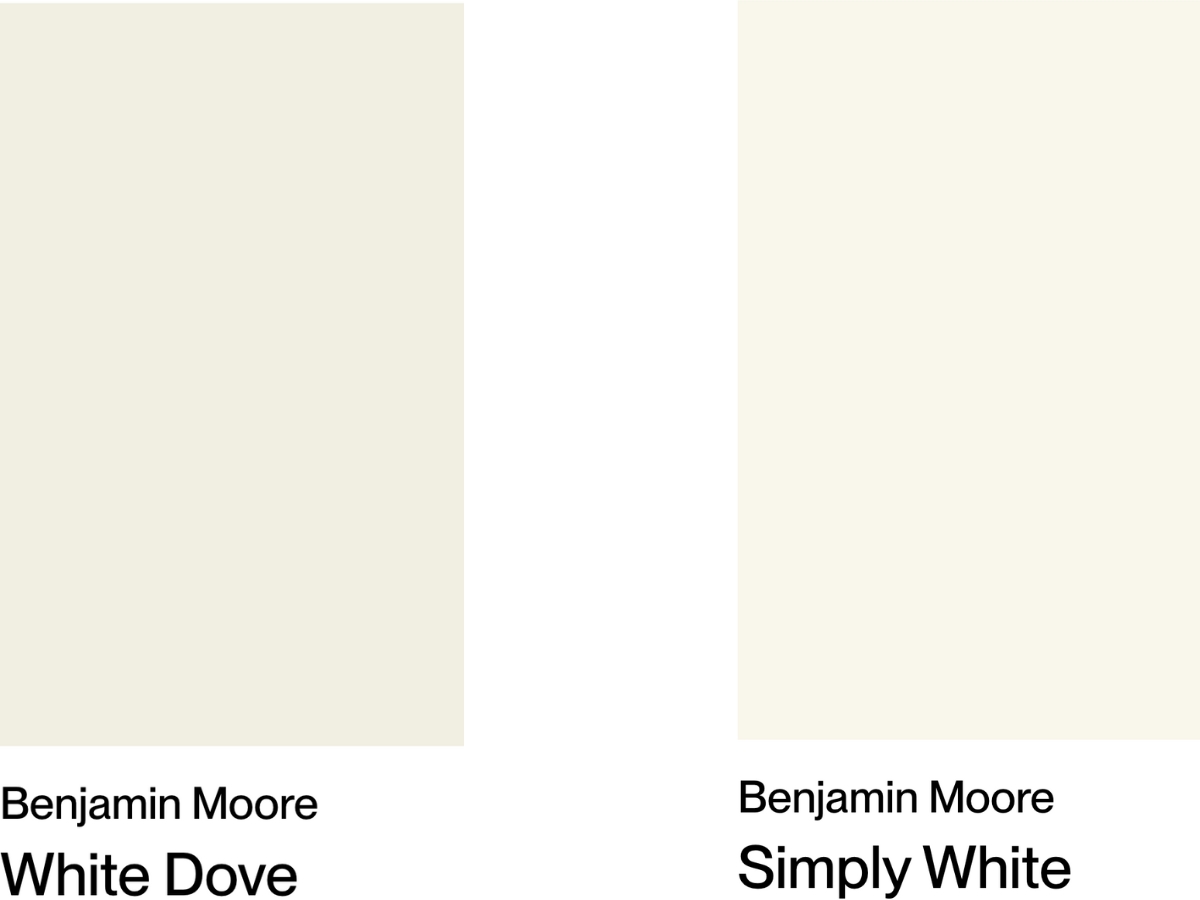 Benjamin Moore White Dove vs Simply White comparison