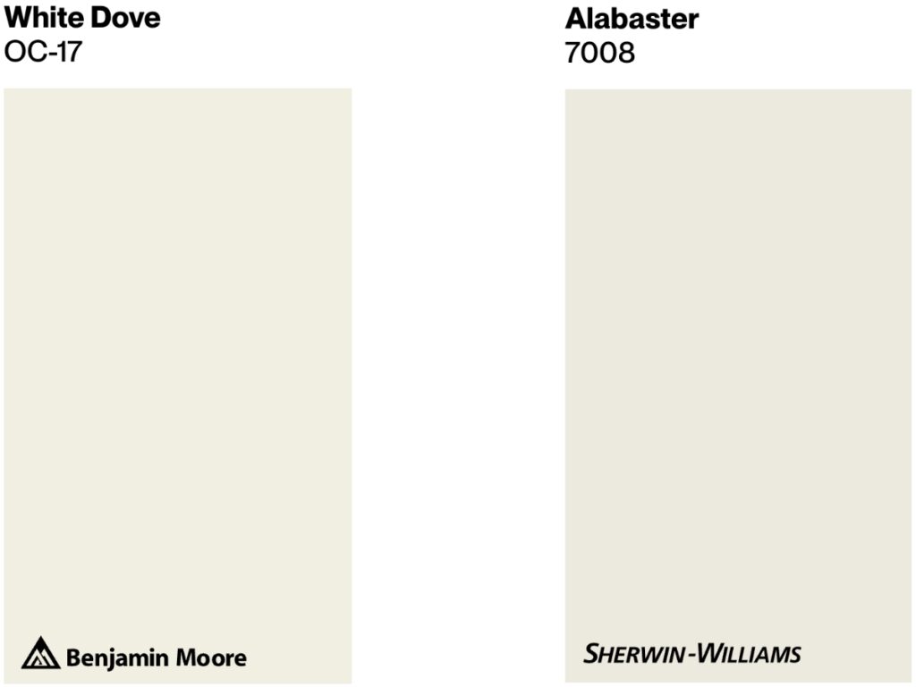 BM White Dove vs SW Alabaster comparison