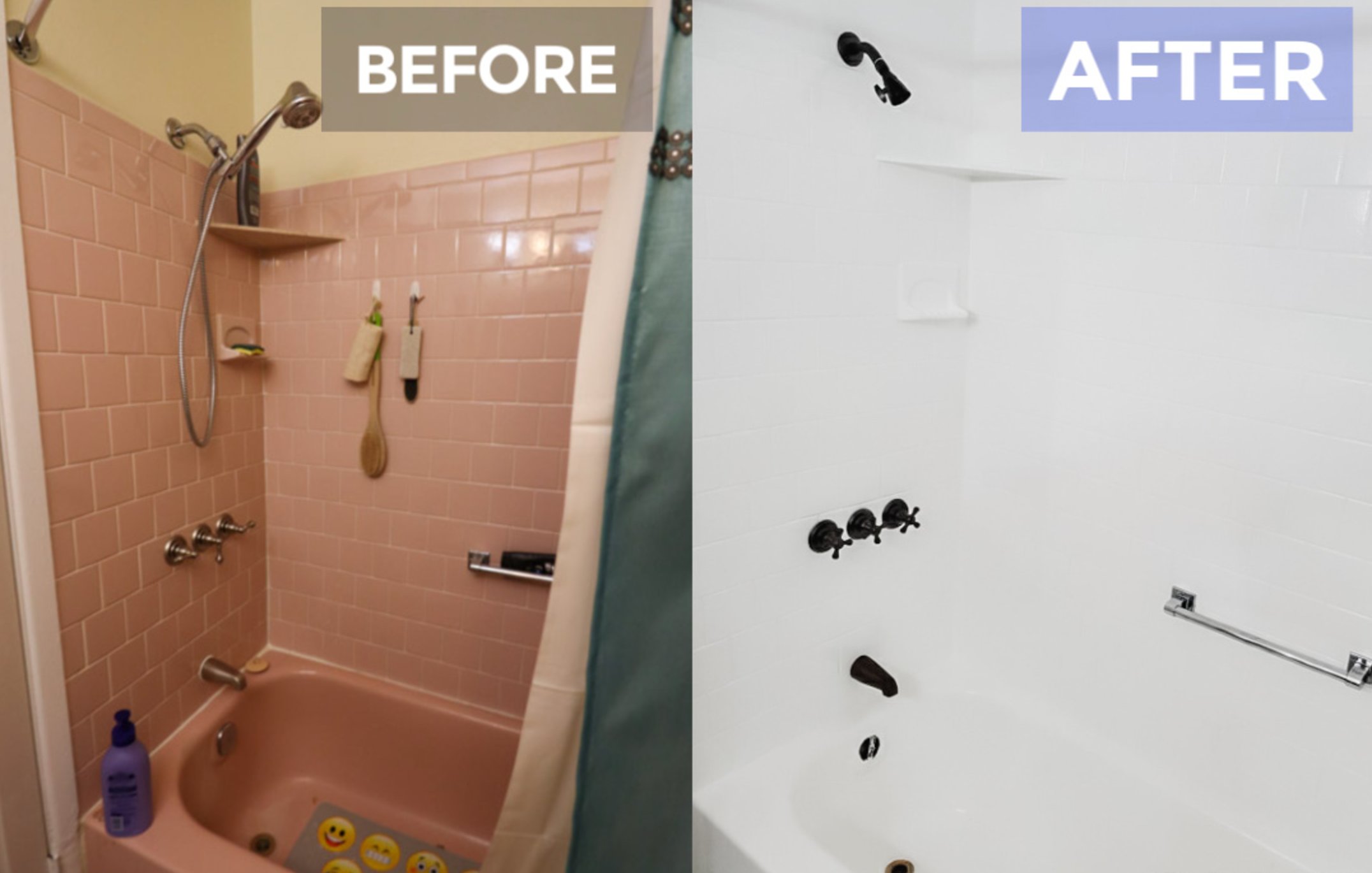 Bathroom with painted tiles