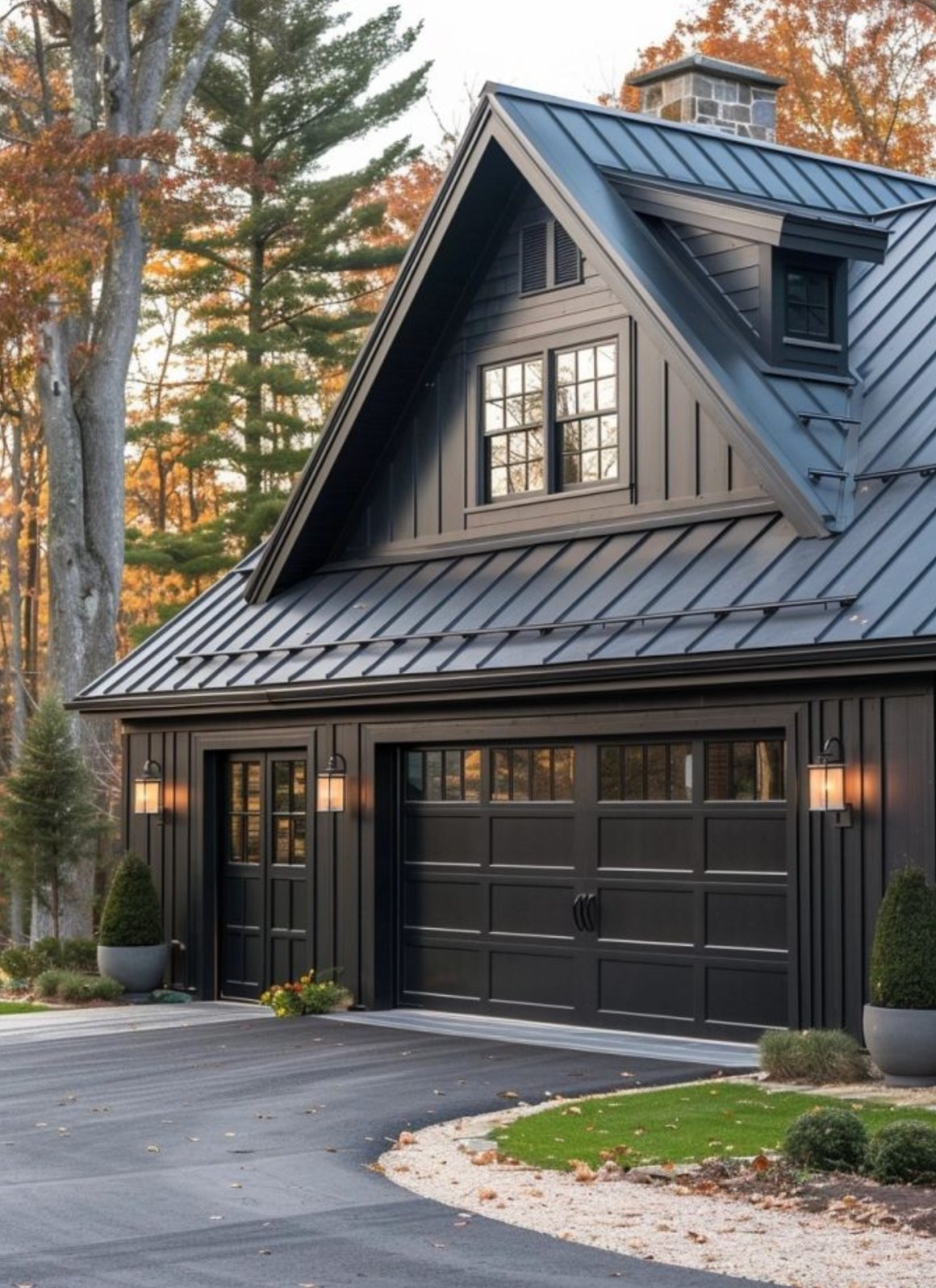 Black house and garage