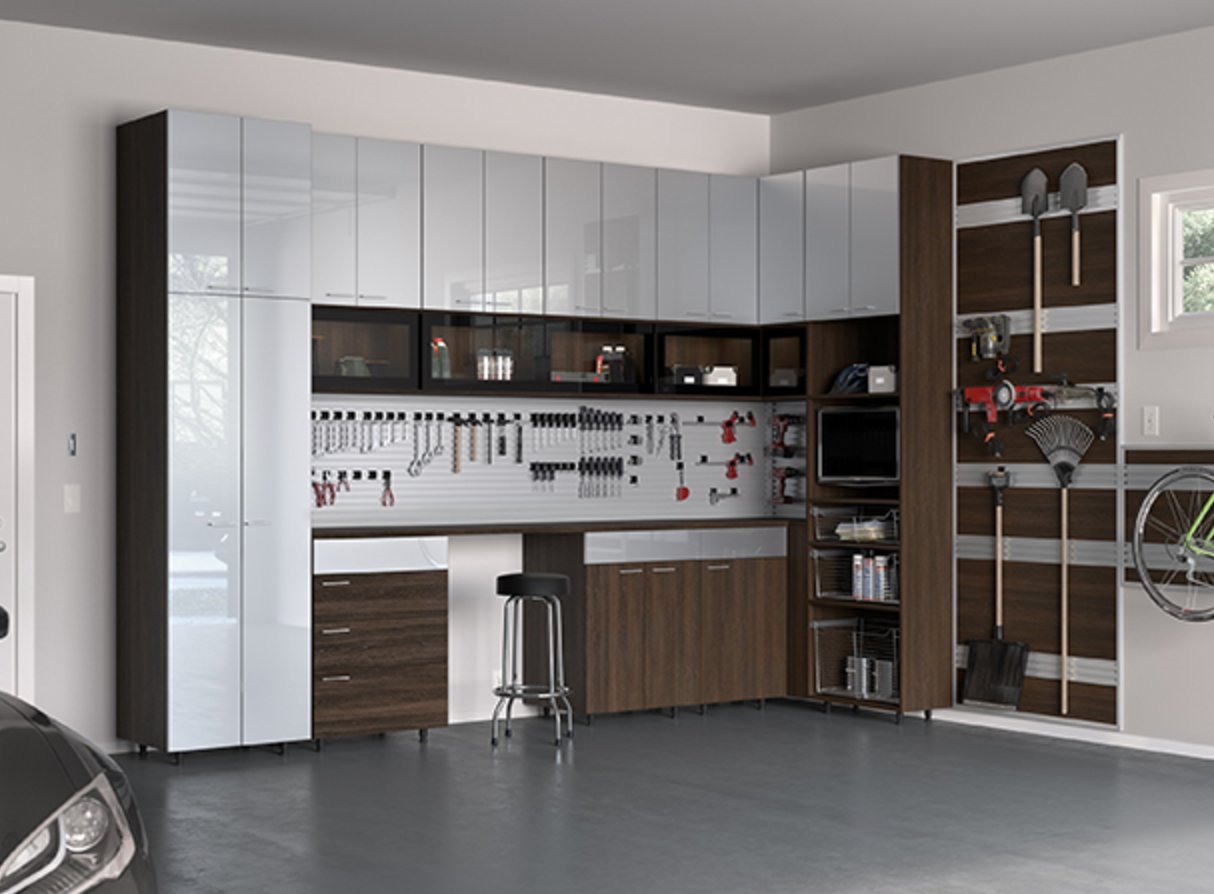 Darker bottom cabinets