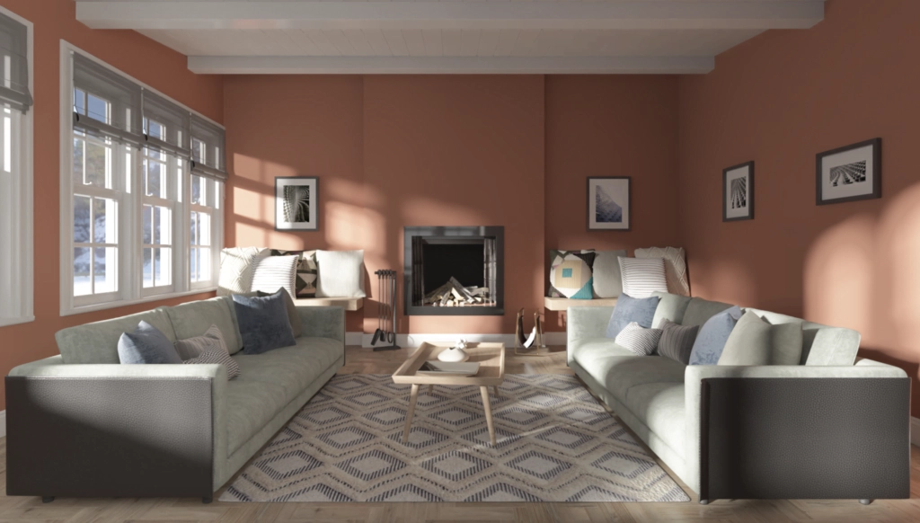 Deep Clay Red in a living room