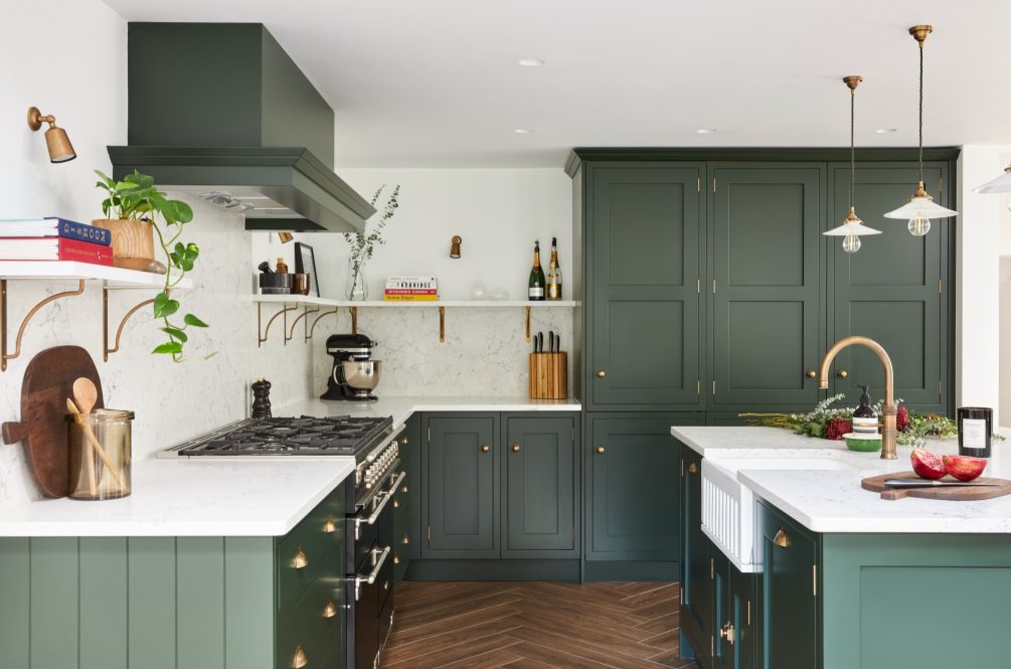 Deep Green Kitchen Cabinets 2