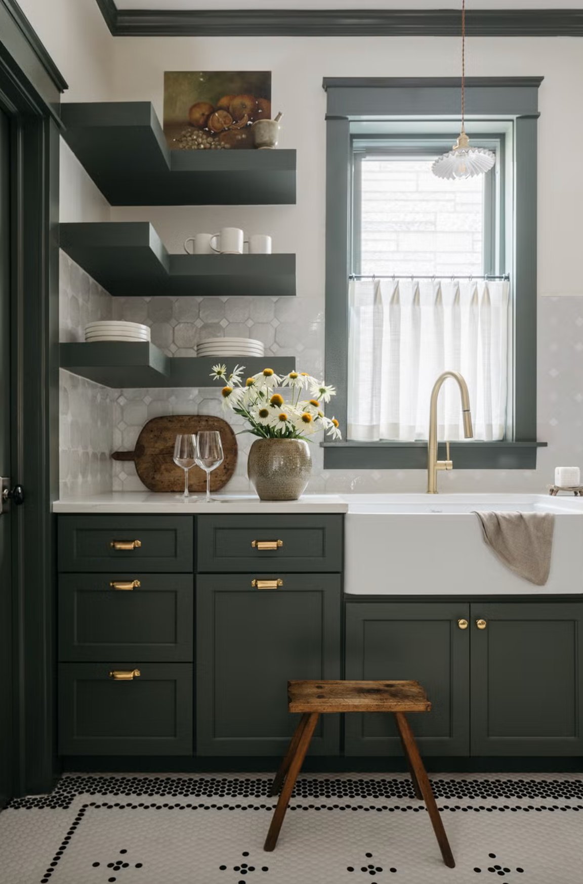 Deep Green Kitchen Cabinets