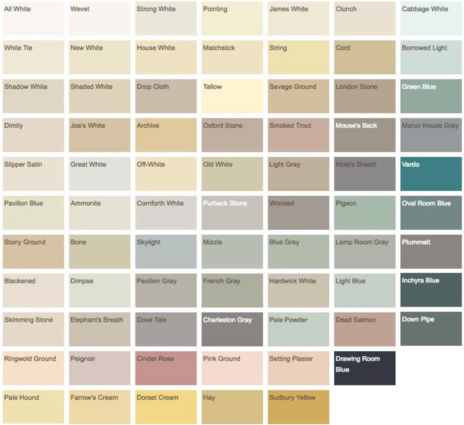 Farrow and Ball colors