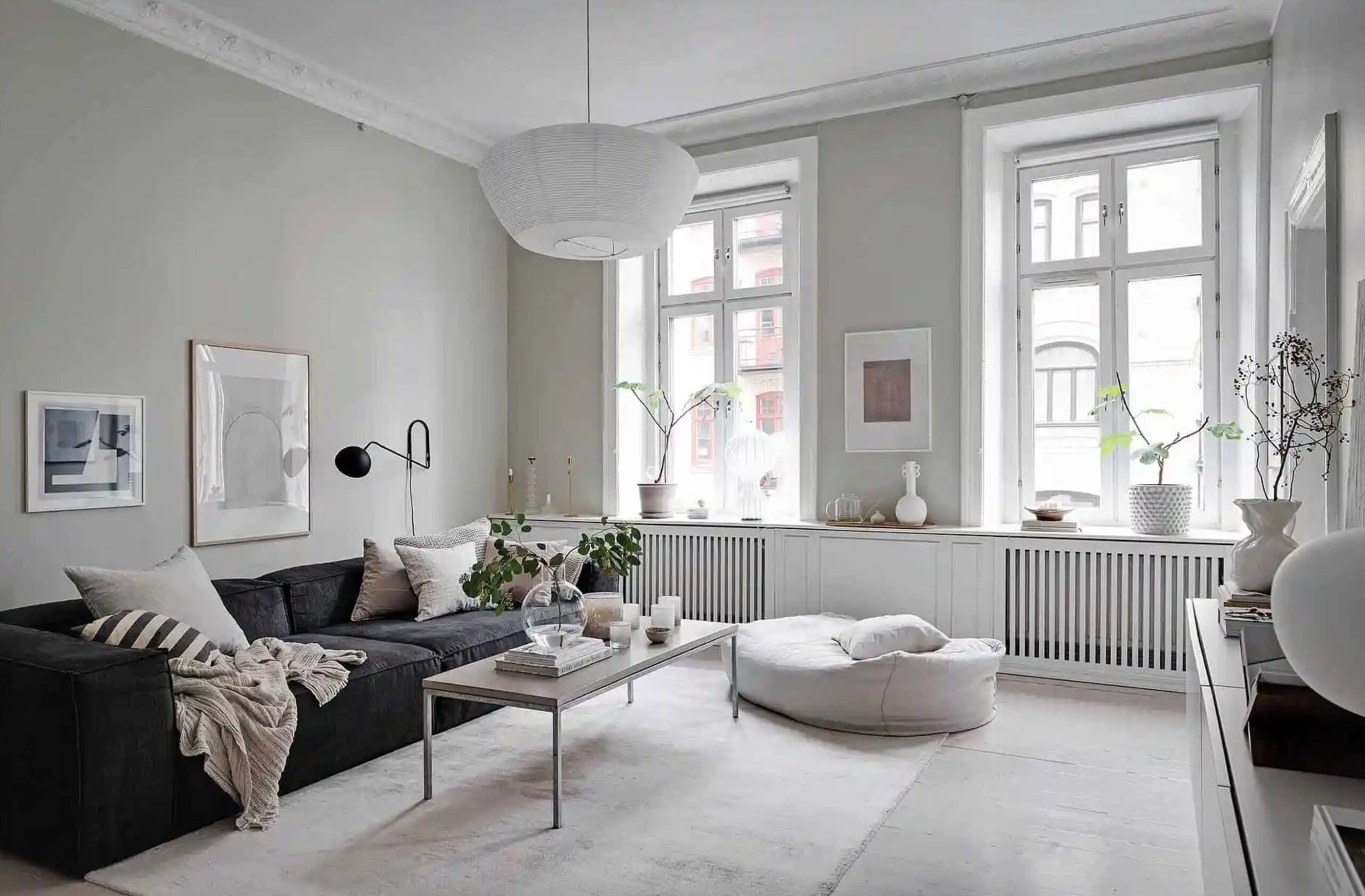 Gray flooring with greige walls