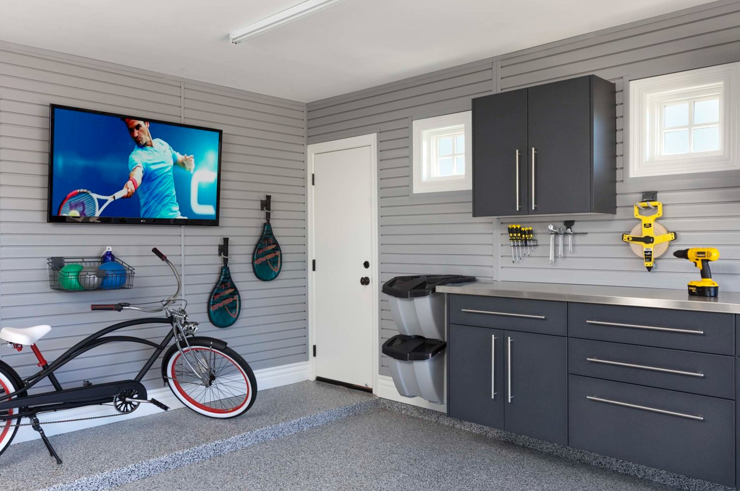 Gray walls and gray cabinets
