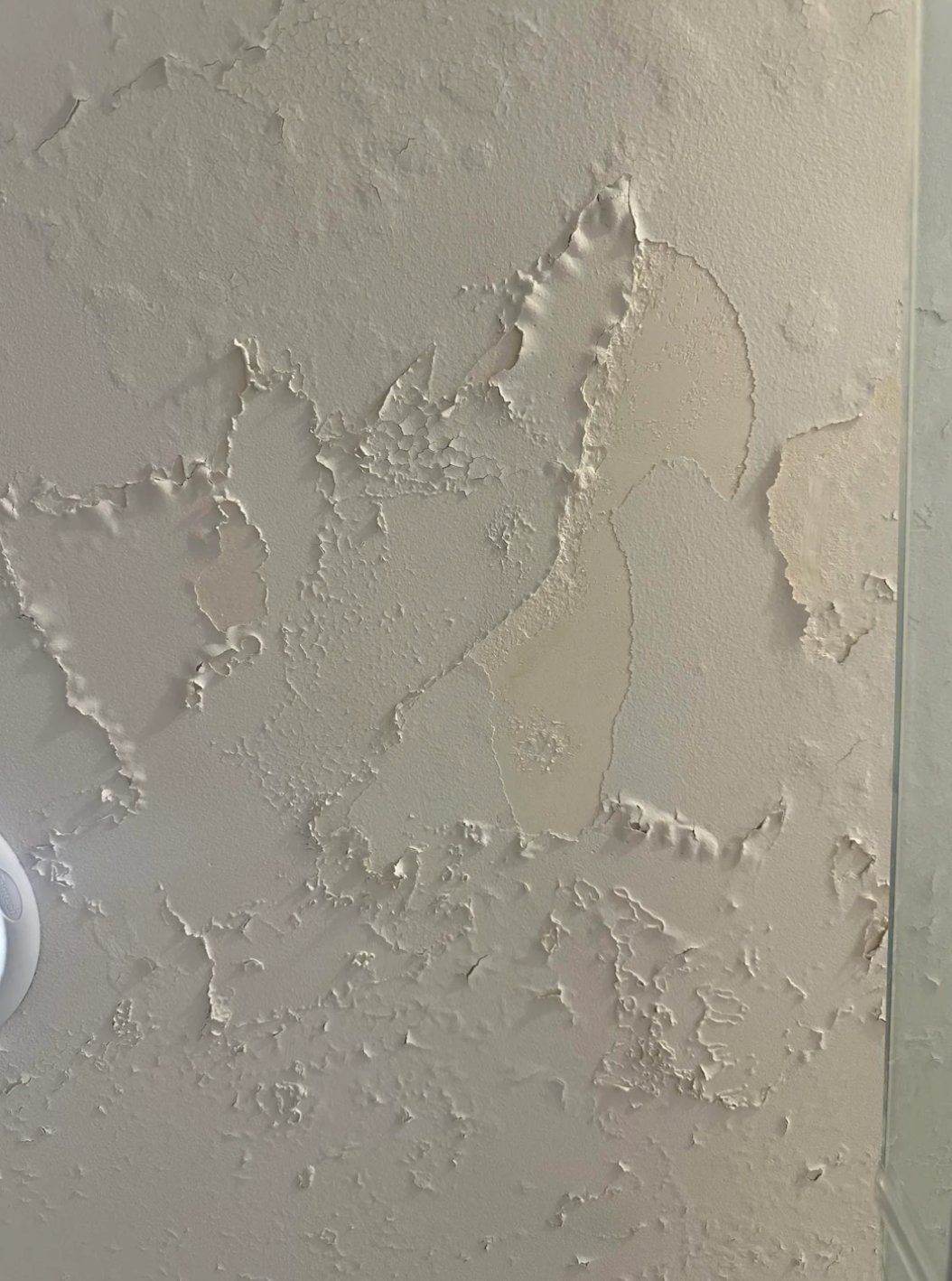 Peeling paint on bathroom ceiling