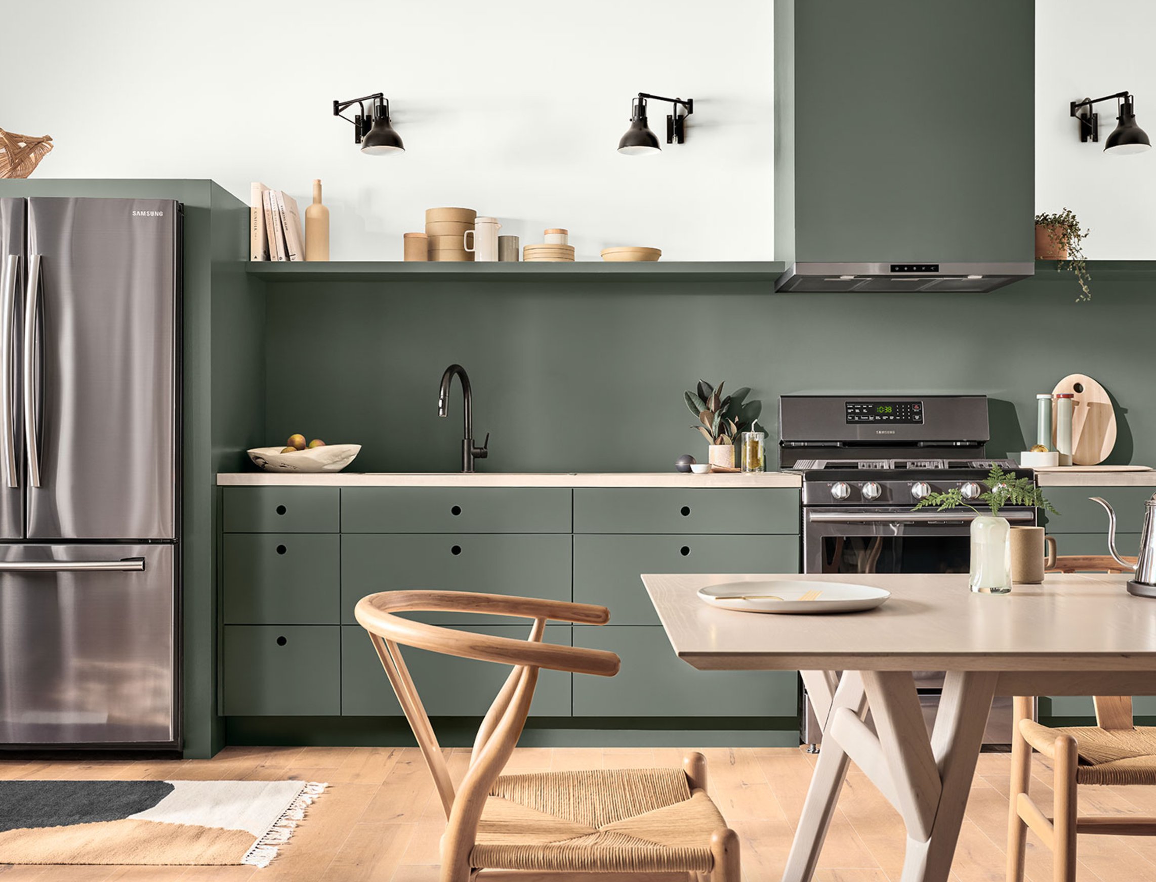 Pewter Green by Sherwin-Williams in a kitchen