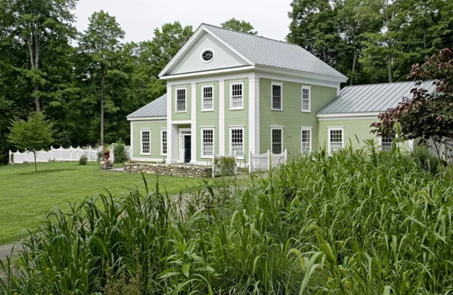 Pistachio Green and White house exterior