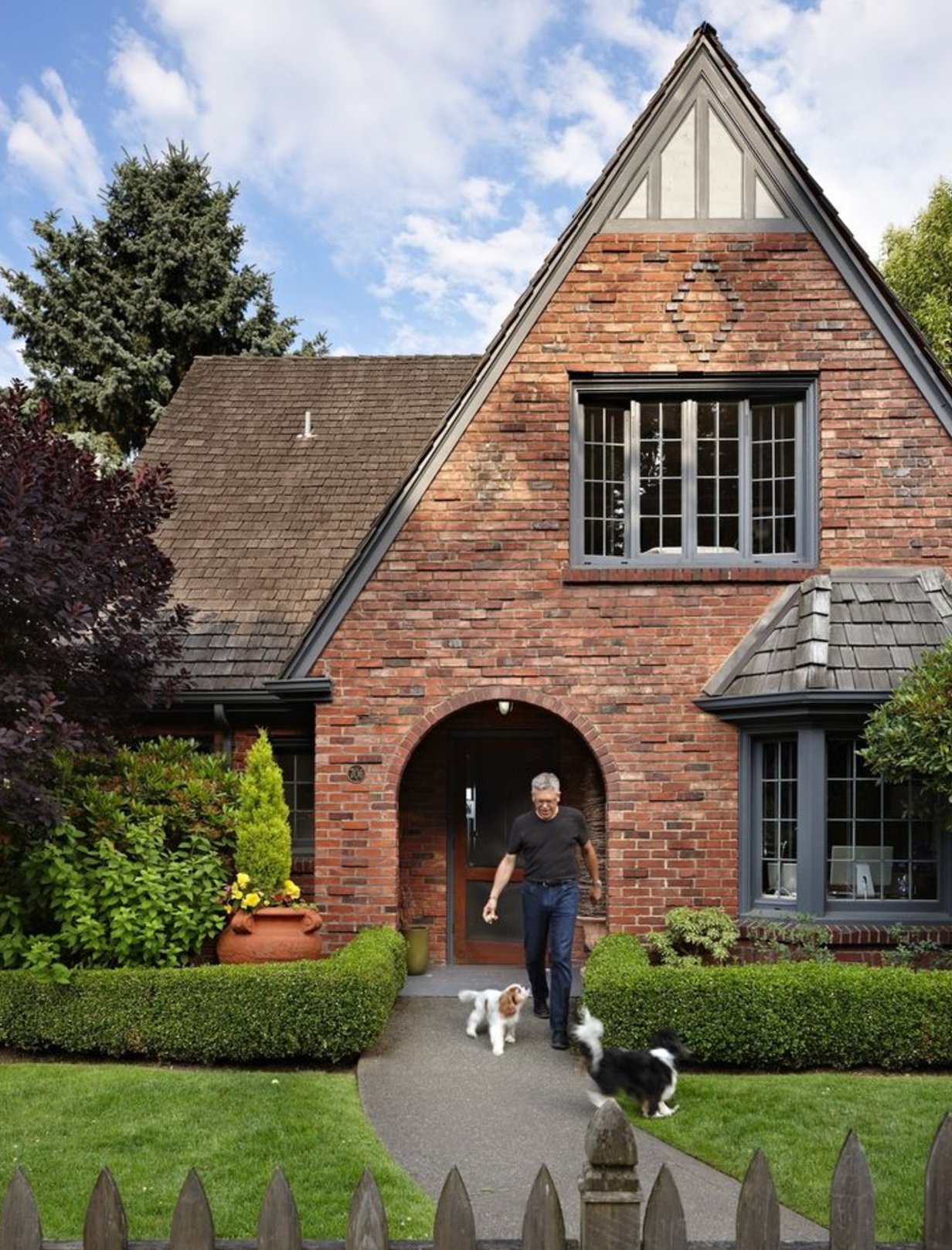 Red Brick Exterior with Tudor Magic Grey Trim