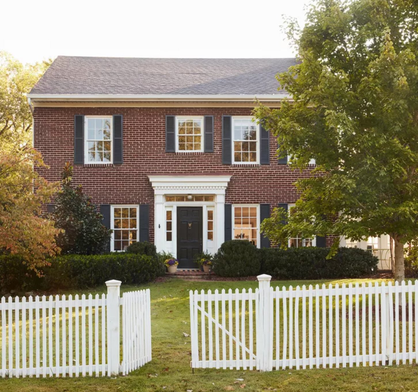 Red Brick and Blue house exterior