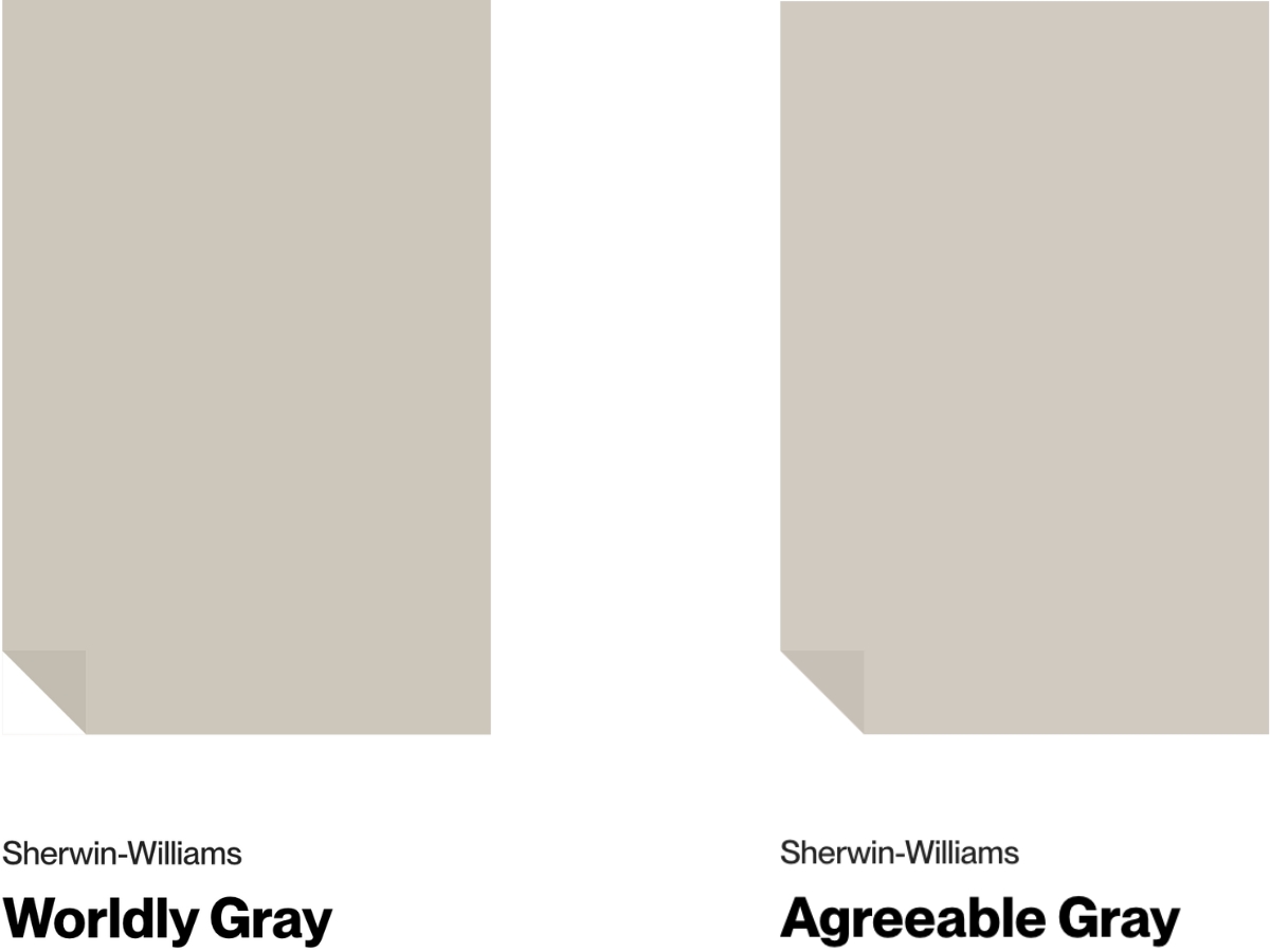 SW Worldly Gray vs Agreeable Gray comparison