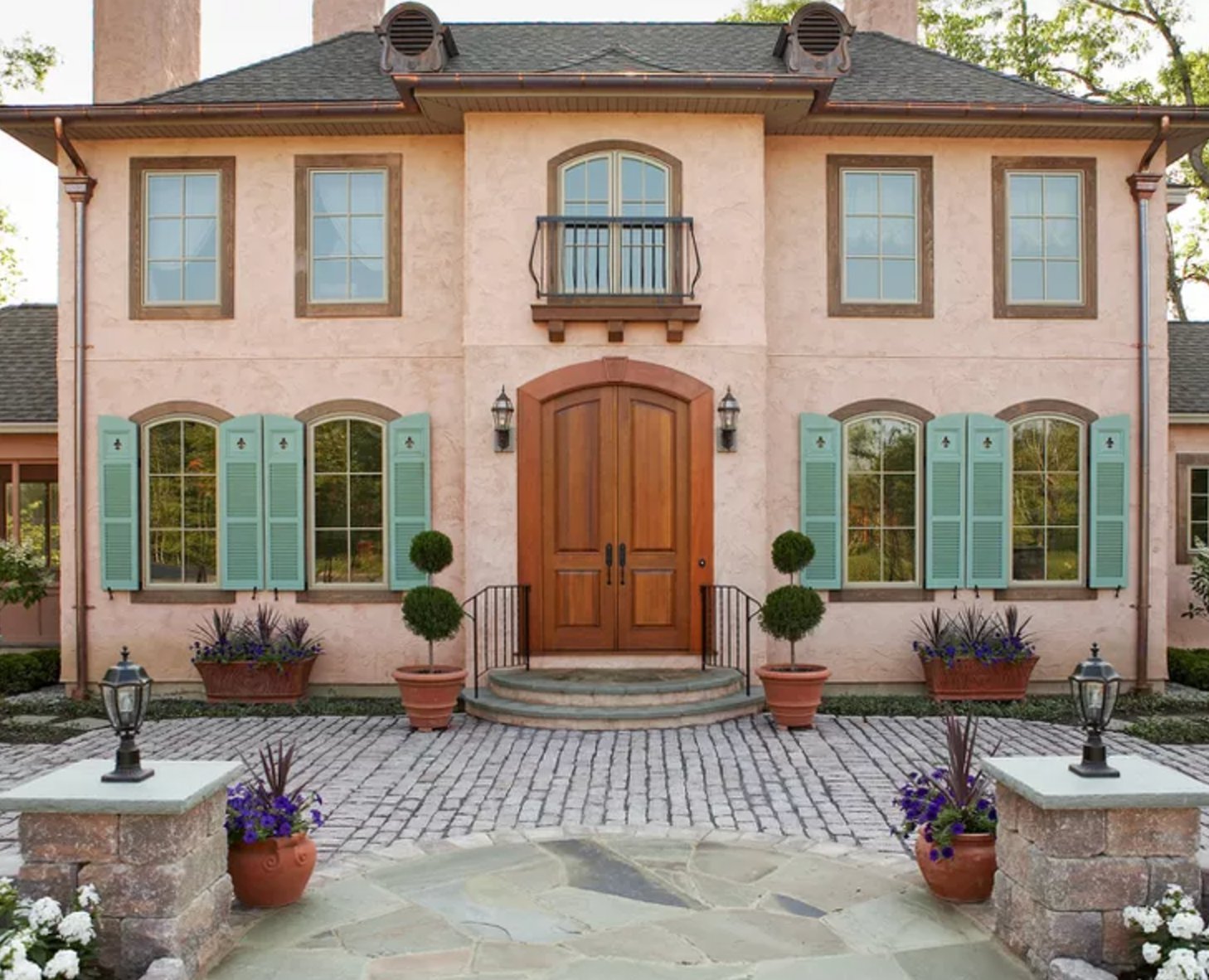 Salmon and brown home exterior