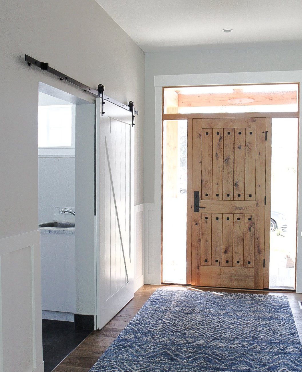 Door with a semi-gloss finish