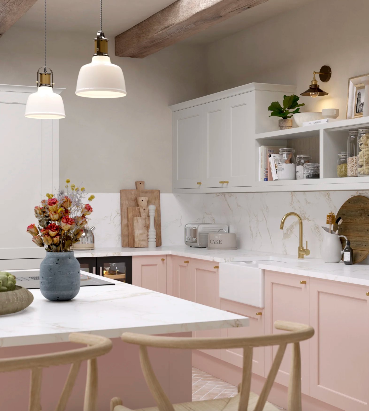 Soft Pink Kitchen Cabinets 2