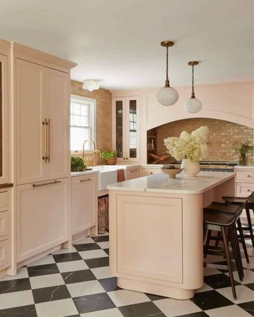 Soft Pink Kitchen Cabinets