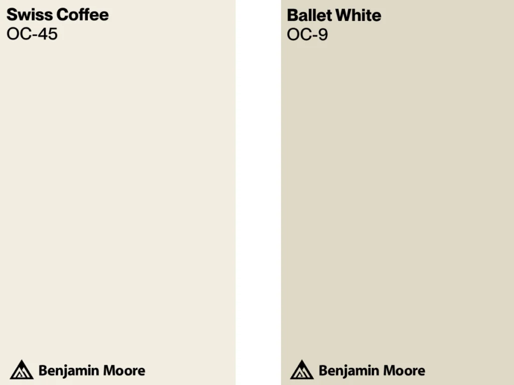Swiss Coffee vs Ballet White comparison