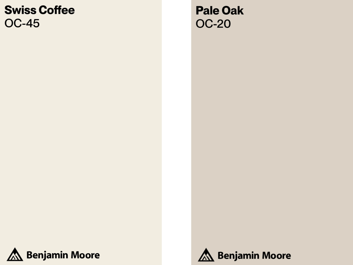 Swiss Coffee vs Pale Oak comparison
