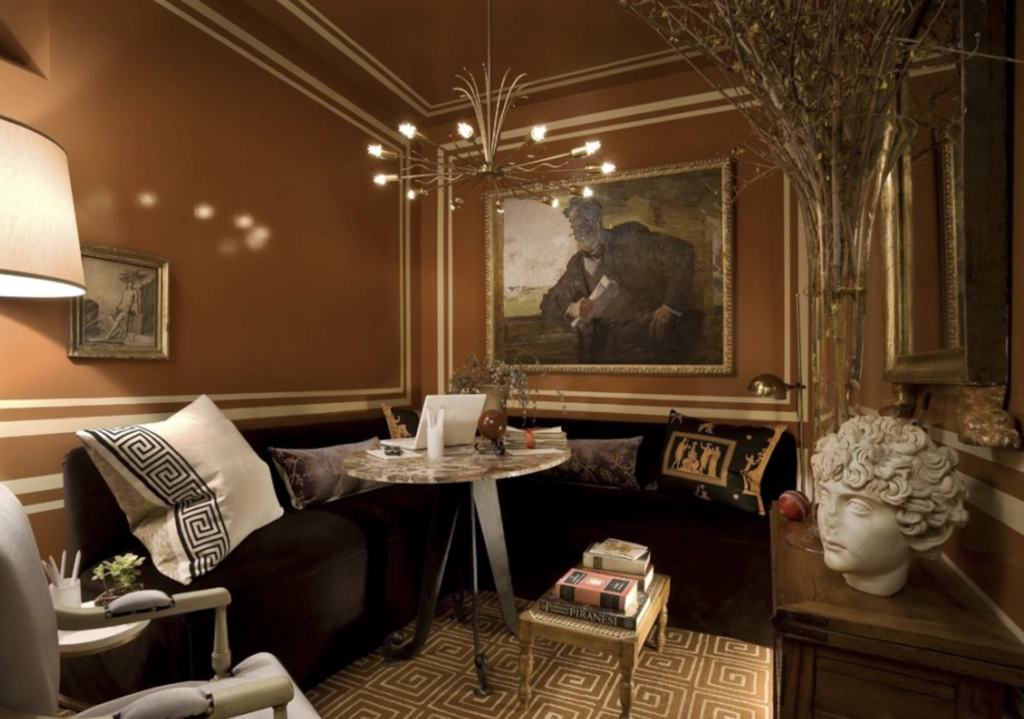 Terra Mauve in a reading room