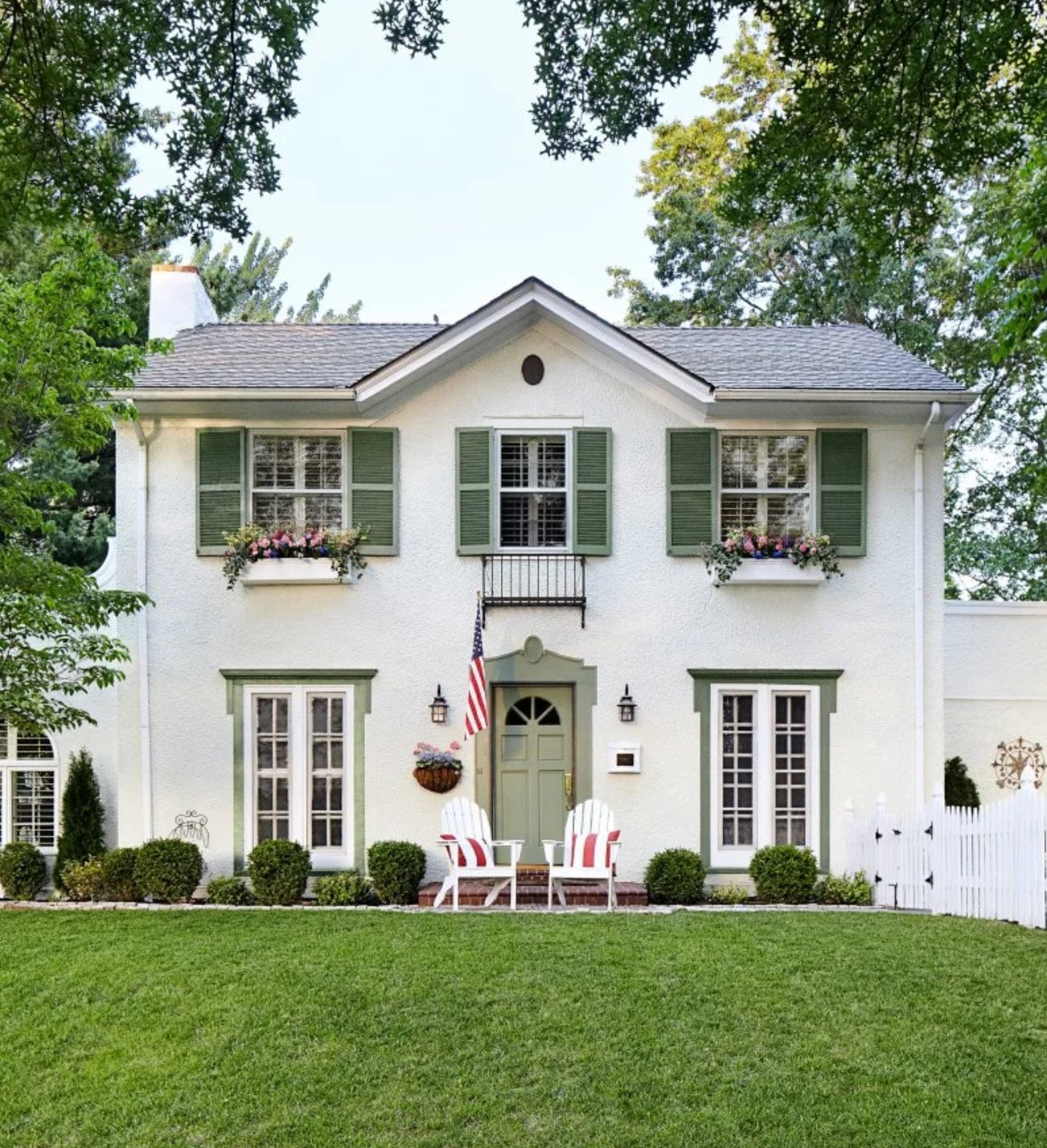 White and green house exterior