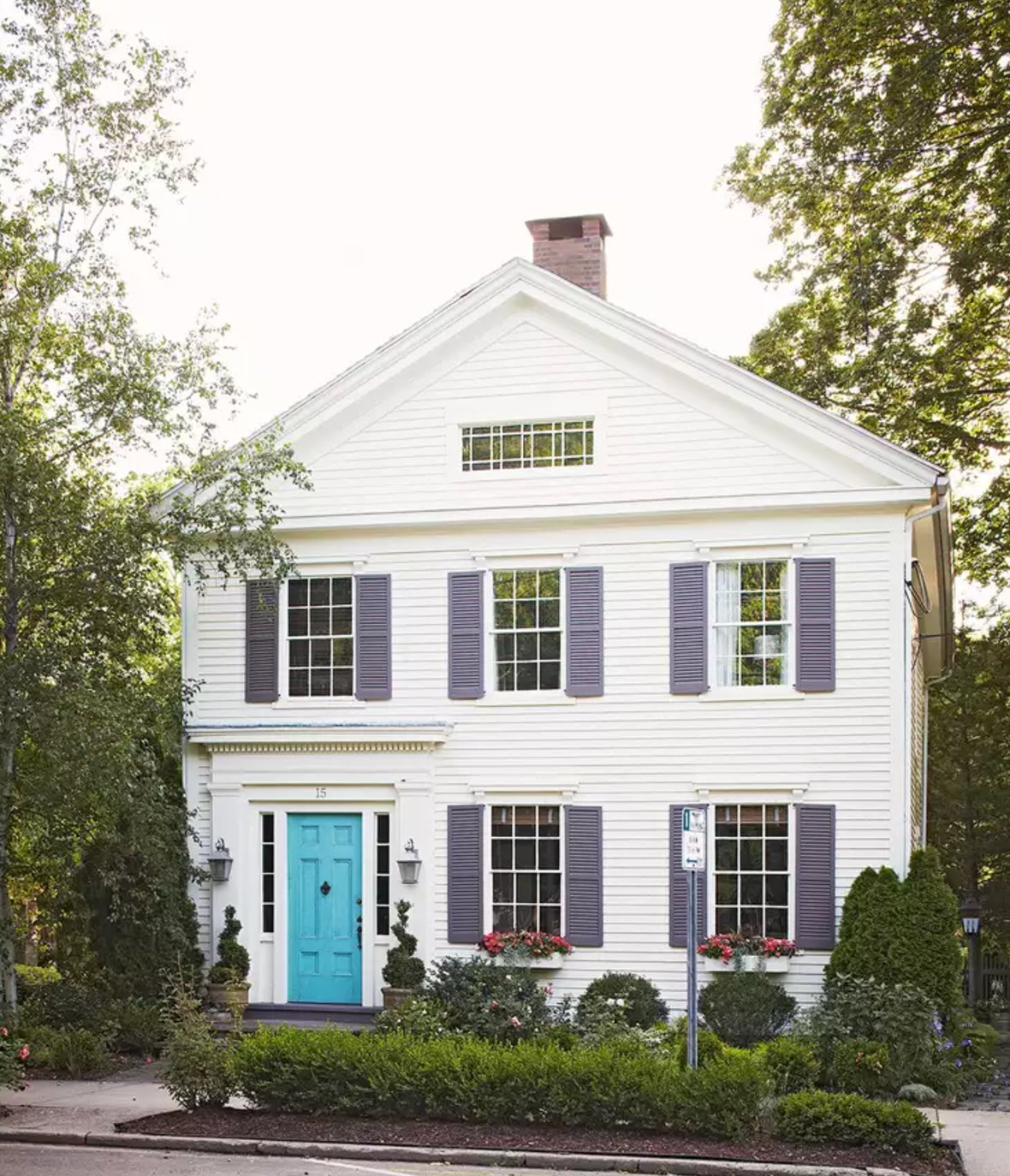 White colonial house exterior